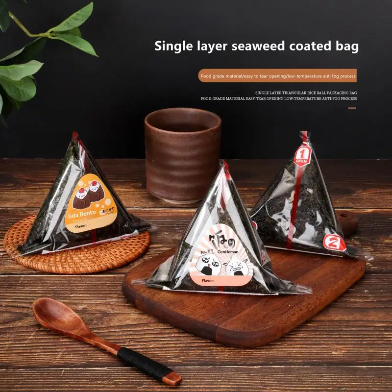 Seaweed Snack - 200Pcs Triangular Rice Ball Packaging Bag